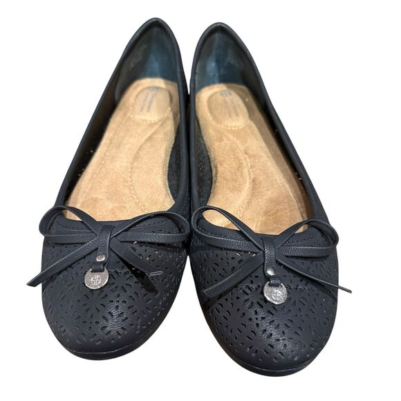 GIANI BERNINI Odeysa Memory Foam Perforated Ballet Round Toe Flats Black 8.5 - Picture 1 of 7